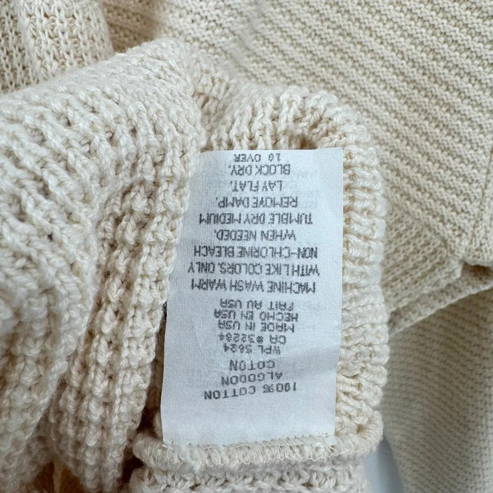 Shenandoah Vtg Cream Textured Henley Sweater Embroidered Buck Deer Cabin XXL Men